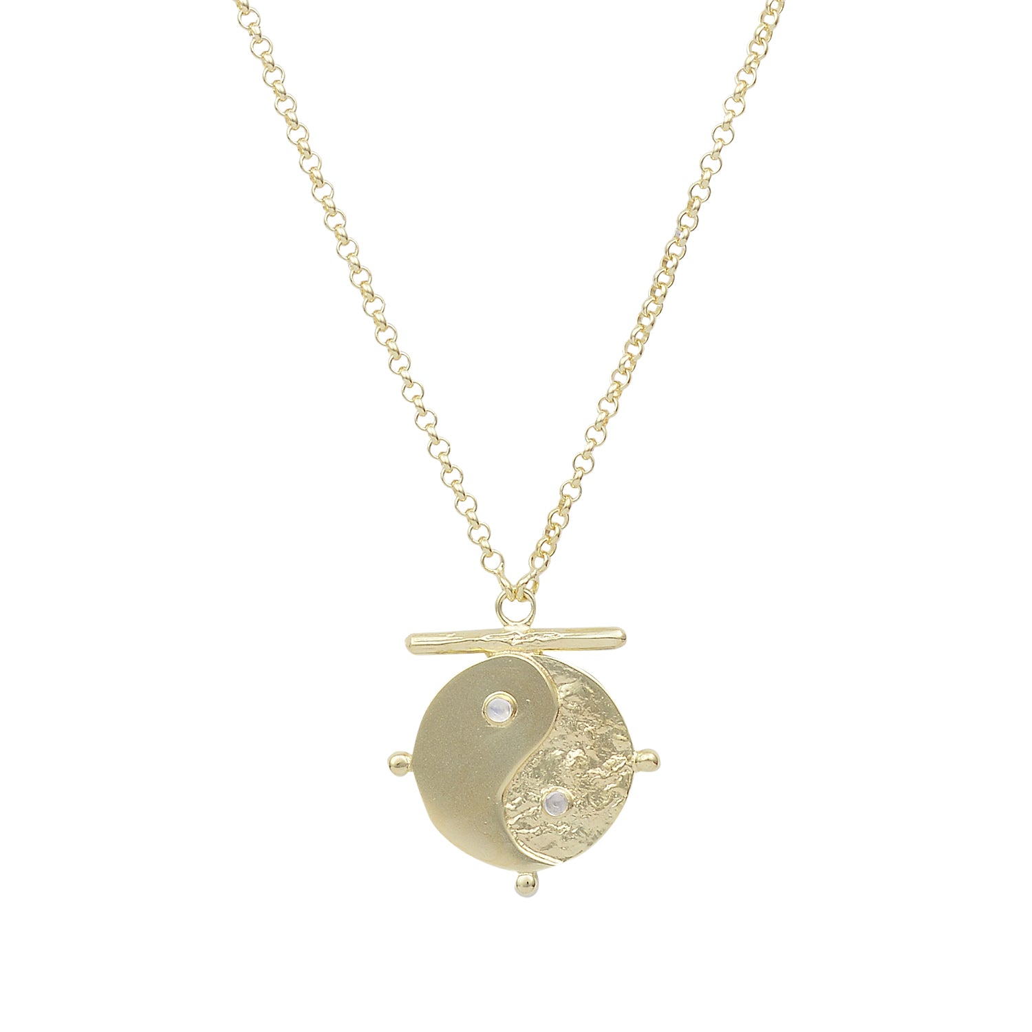 Yin Yang Gold Moonstone Necklace