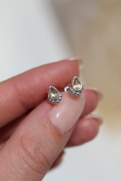 Tiny Silver Pear Shaped Studs For Seconds Citrine Jewelry Orange Stone Sterling Silver Jewelry For Manifesting Abunance Handmade Petite Stud