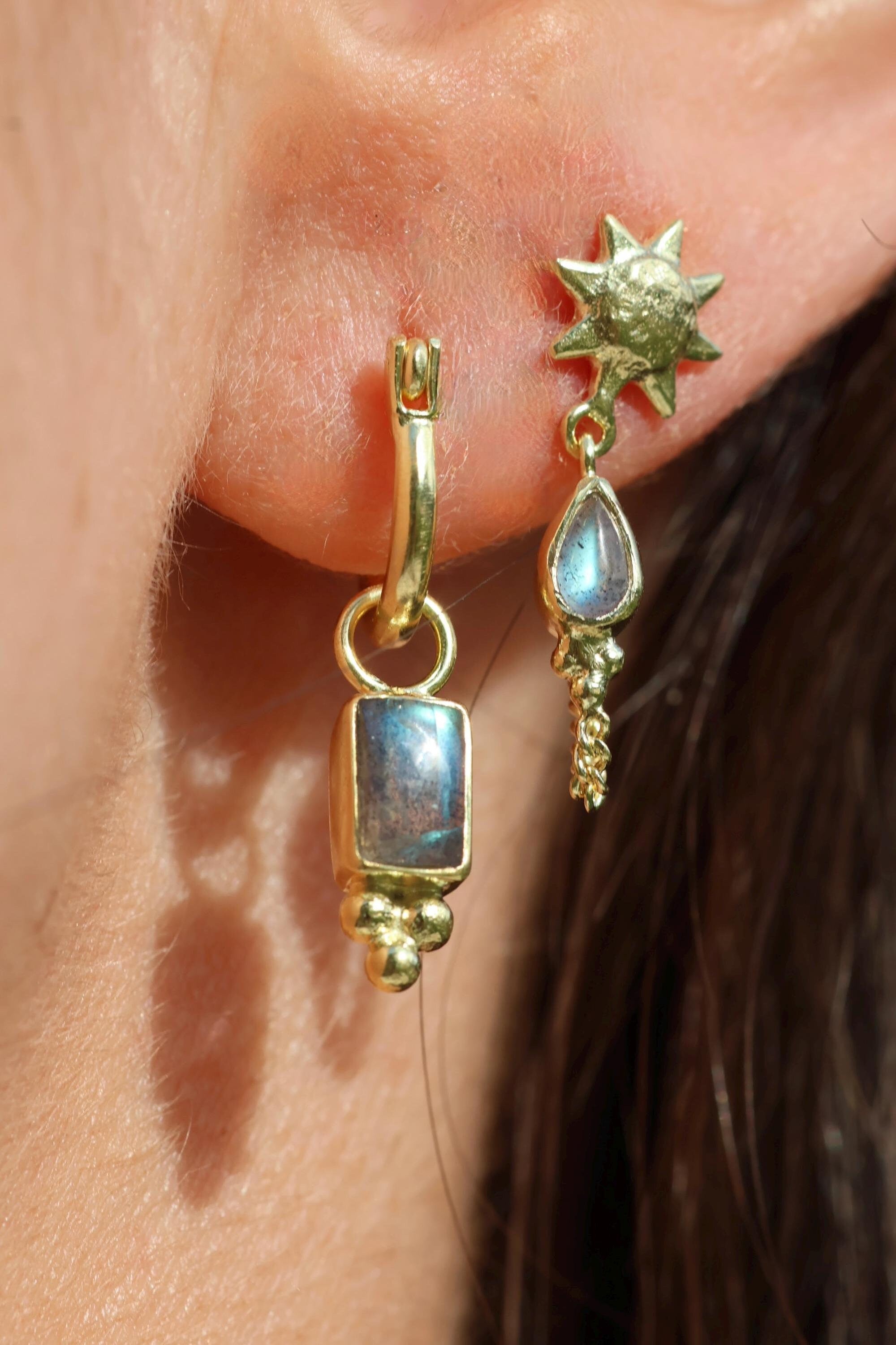 Sun Lover Labradorite Gold Studs